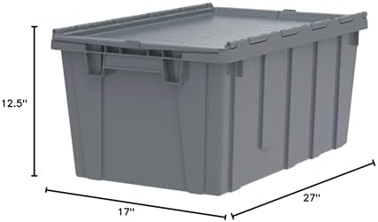 Buckhorn 17G Industrial Plastic Storage Container, Lid Attached, Stackable - Image 7