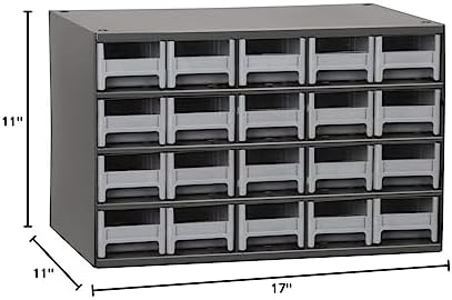 Akro-Mils Steel Garage Storage Cabinet, Small Parts Organizer Metal Cabinet for Hardware, Nails, Screws, Bolts, Nuts, and More, 17" W x 11" D x 11" H, 20-Drawer, Gray Cabinet/Gray Drawers (19320) - Image 6