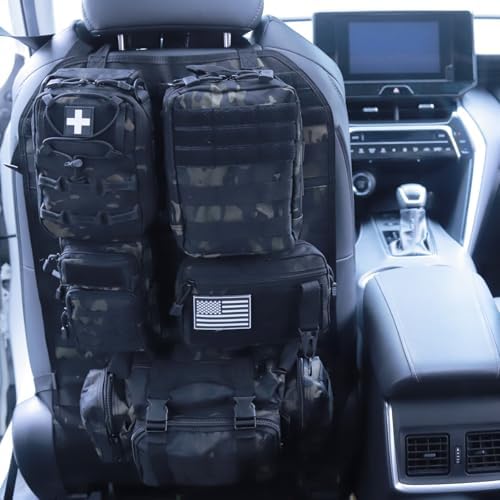 Universal Tactical Car Seat Back Organizer Bag Tactical Molle Vehicle Organizers Panel Vehicle Protector Organizers with 5 Detachable Pouches for Car (Upgraded B BCA) - Image 4
