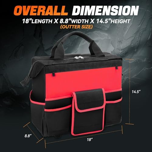 Auto Dynasty 17" Tool Bag Rolling Cart Canvas Organizer w/Wheels, 300LBS - Image 7