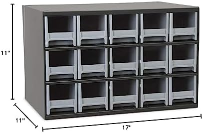 Akro-Mils Steel Garage Storage Cabinet, Small Parts Organizer Metal Cabinet for Hardware, Nails, Screws, Bolts, Nuts, and More, 17" W x 11" D x 11" H, 15-Drawer, Gray Cabinet/Gray Drawers (19715) - Image 6