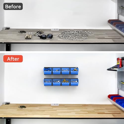 TORACK Wall-Mounted Storage Bins, 16 Plastic Bins for Tools Organization - Image 7