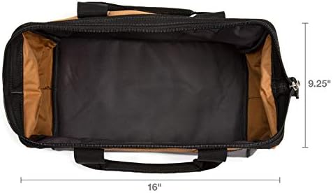 Dickies 16-Inch Durable Canvas Work Bag for Painters, Carpenters, and Builders, Heavy-Duty Zipper, Reinforced Handles, Exterior Pockets, Tan/Grey - Image 7