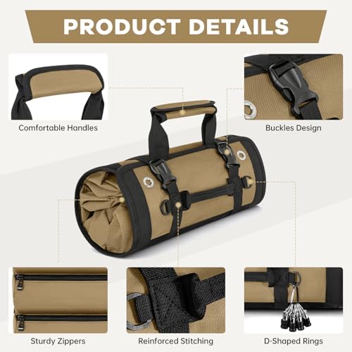 ANILD 13 Inch Regular Long Tool Bag Roll Up, Roll Up Tool Bag Organizer - Image 6