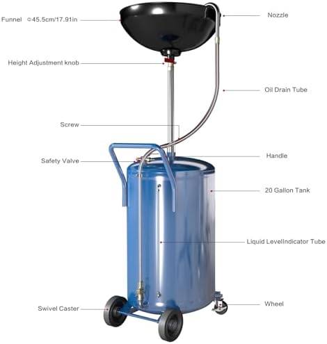Larbanke 20-Gallon Waste Oil Drain Tank,Air Operated Drainer - Image 7