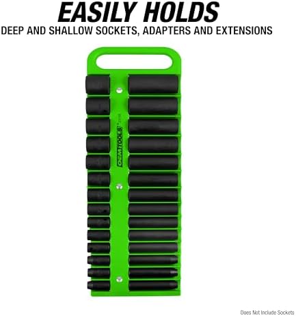 OEMTOOLS 23116 1/4" Drive Portable Magnetic Socket Organizer Tray, Magnetic Socket Holders Organizers For Tool Box, Shop, Or Garage, Holds Up To 26 Tools, Metric/SAE, Green - Image 7