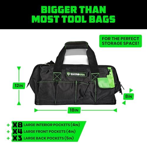 Rhino USA Tool Bag (18-Inch) - Heavy Duty Wide Mouth Tote for Men - Image 6