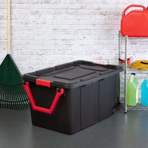 Sterilite Heavy Duty 40 Gallon Wheeled Industrial Storage Tote, 4-Pack, Black - Image 6
