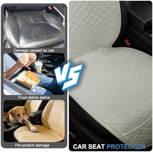 Linen Car Seat Covers for Cars, Front Car Seat Cover Protectors with Storage Bags, Anti-Slip & Soft Automotive Seat Cushion Universal Fit for Most Sedan, SUVs, Vehicles (Beige) - Image 7