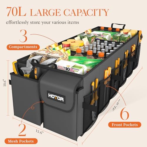 HOTOR Trunk Organizer - Foldable Car Organizer for SUVs & Sedans Storage - Image 2