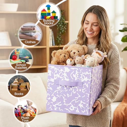 LemonRoad 6 Fabric Cube Storage Bin 11'' Classroom Bin, Macaron, Classic - Image 6