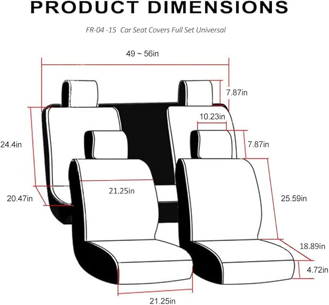 FREESOO Car Seat Covers Leather, Seat Cover Full Set Waterproof Automotive Cushion Protector Accessories Airbag Compatible Universal Fit for 5 Seats Vehicle (Black 8)