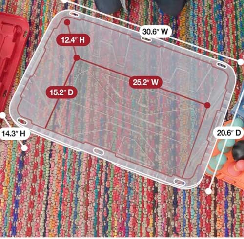 27 Gallon Clear Plastic Storage Bin with Red Lid, Storage for all ages - Image 5