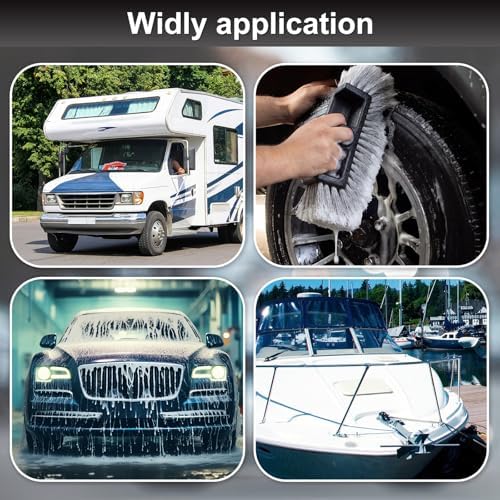 Vesici 4 Pcs Car Wash Brush Head with Soft Detailing Bristle Flow Thru Car Cleaning Brush Exterior Cars Wash Equipment for Auto Truck RV Boat Camper Washing, 10 Inch (Grey) - Image 6
