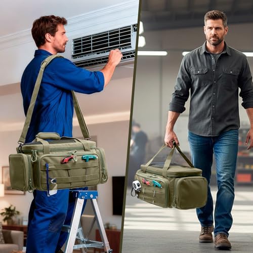 Heavy Duty Tool Bag Organizer with Strong Magnets & Detachable Pouches, Tactical Tool Tote for Men, Multiple Pockets, Anti-Friction Bottom Utility Tool's Bag for Electrician,Mechanic - Image 6