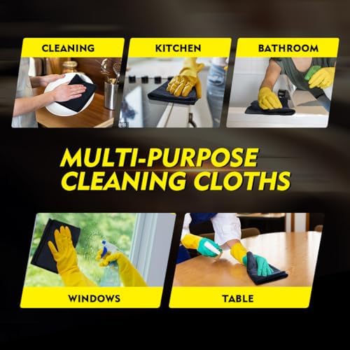 HOMEXCEL Black Microfiber Cleaning Cloth 200 Pack, 11.5 x 11.5 inch Bulk Shop Towels | Reusable Cleaning Rags for Cars, Kitchen, Window, Garage and House, Ultra Absorbent, Lint Free, Streak Free - Image 7