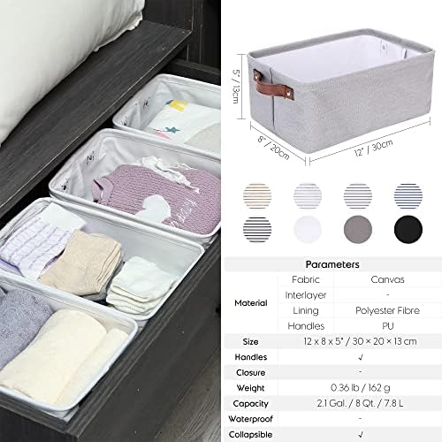 Hinwo 7.9L Compact Canvas Storage Bin with Handles, 6-Pack - Image 7
