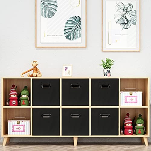 Yunkeeeper storage bins Cubes, Fabric Cube Organizer with Handle, Foldable Cube Bins for Cloth or Accessary Storage, 11x11x11, Set of 6, (black) - Image 6