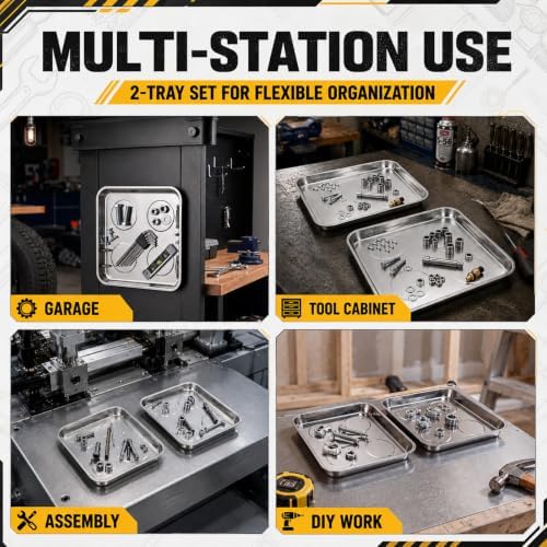 2 Pcs 10.6 x 10.6 Inch Magnetic Trays Square Magnetic Parts Tray - Image 6