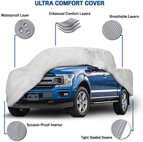 Truck Car Cover For Automobiles - Heavy Duty Waterproof All Weather Multi-Layer Outdoor Indoor Protection UV Sun Rain Snow Dust - Universal Fit For All Trucks Pickup Trucks - 250"(L) x 80"(W) x 69"(H) - Image 6