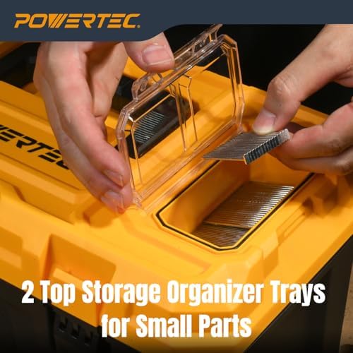 POWERTEC 19-Inch Tool Box with Trays - Lockable, Metal Latch, Organizer, Portable Storage for Tools, Small or Mid-Sized Parts (72362) - Image 7