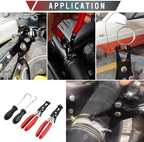 4Pcs Hose Clamp Plier Set, Including 2Pcs Cross Slotted and Flat Band Hose Hose Clamp Plier with 2Pcs Hose Removal Hook Set Perfect for Hose Installations of Low Radiators - Image 6