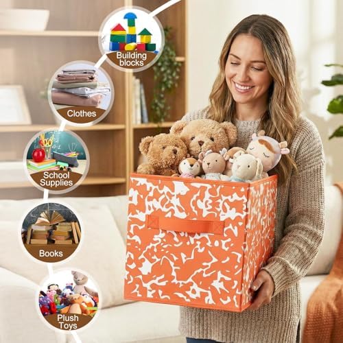 LemonRoad 6 Fabric Cube Storage Bin 11'' Classroom Bin, Rainbow, Classic - Image 6