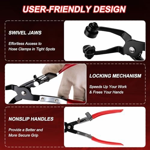 18PCS Hose Clamp Pliers, Hose Clamp Removal Tool Kit with Long Reach & Flexible Wire Tools for Fuel, Oil, Coolant, Radiator Hoses and Electrical Disconnect - Image 7