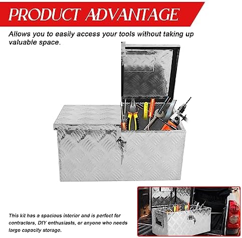 BLACKHORSE-RACING 20 Inch Aluminum Truck Tool Box with Side Handle and Lock Keys Storage Box for Pick Up Trucks, RVs, UTVs and Trailers - Image 6