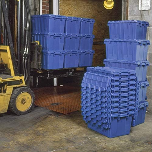 Buckhorn AR2717120209000 Industrial Plastic Stackable Storage KeepBox Tote Container with Hinged Attached Lid, 27-Inch L x 17-Inch W x 12-Inch H, Blue - Image 7