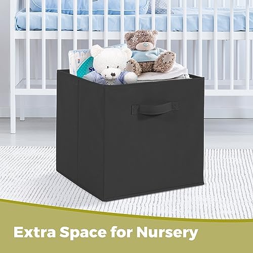 11x11 Storage Bins, Set of 10 Storage Cubes, Collapsible Cube Storage Bins, Fabric Closet Organizers with Handles for Home, Office, Closet Shelf Cabinet, Bookcase, Black - Image 7