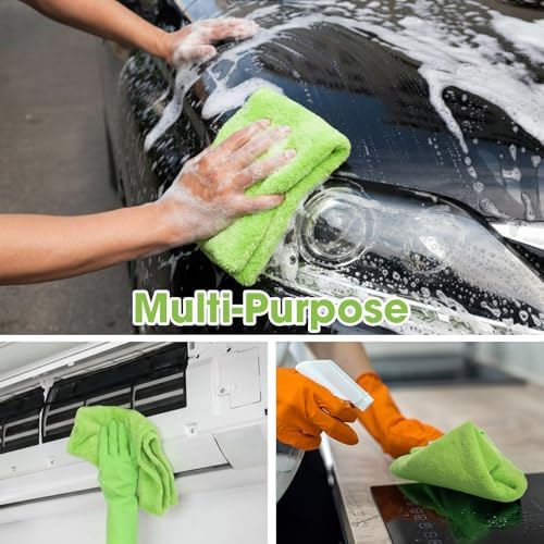 Shimeyao 30 Pcs 16 x 16 Inch Edgeless Microfiber Plush Towels for Cars Detailing Drying Wash Polishing Absorbent Cleaning Cloths, 500 GSM(Green) - Image 6