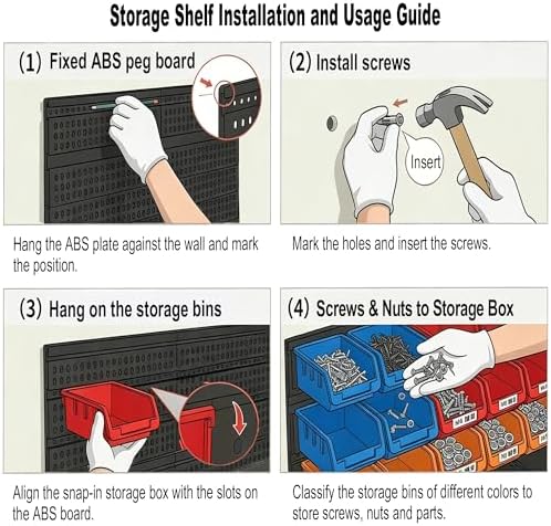 30Pcs Plastic Wall Mounted Storage Bins Parts Rack Nuts And Bolt Bins Organizer For Shop Garage for Screws, Nuts, Bolts, Nails, Beads, and Small Hardware Parts (RED+BLACK, 30) - Image 6