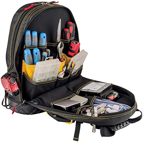CAT 18-Inch Pro Tool Back Pack, 32 Pockets for Tool Storage and Organization, Premium 1680D Water-Resistant Polyester Weave, Padded Shoulder and Waist Support, Molded Bottom - 980197N - Image 7