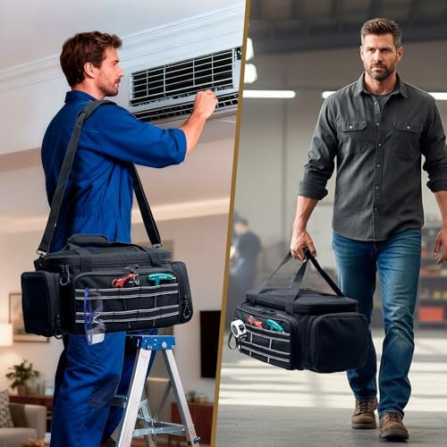 Heavy Duty Tool Bag Organizer with Strong Magnets & Detachable Pouches, Tactical Tool Tote for Men, Multiple Pockets, Anti-Friction Bottom Utility Tool's Bag for Electrician,Mechanic - Image 6