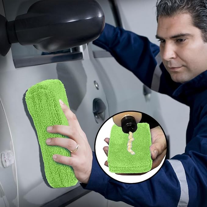 HOMEXCEL Microfiber Applicator Pads, Scratch-Free Car Wash Sponge for Cleaning, Premium Wax Foam Applicator Pads for Car Detailing, 5”x3”, 8 Pack, Green