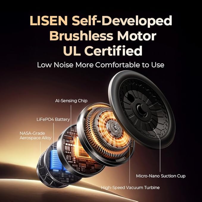 LISEN for MagSafe Suction Car Phone Holder Mount, Electric Vacuum Magnetic Phone Holder Stand, 360ยฐ Adjustable Vlogging Travel, Only for Mirror/Smooth Surface, for iPhone 17 16e 16 Pro Max 15 14 13 12