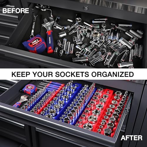 WORKPRO Magnetic Socket Organizer Set, 6-Piece Metric SAE Socket Holder Set - Image 6