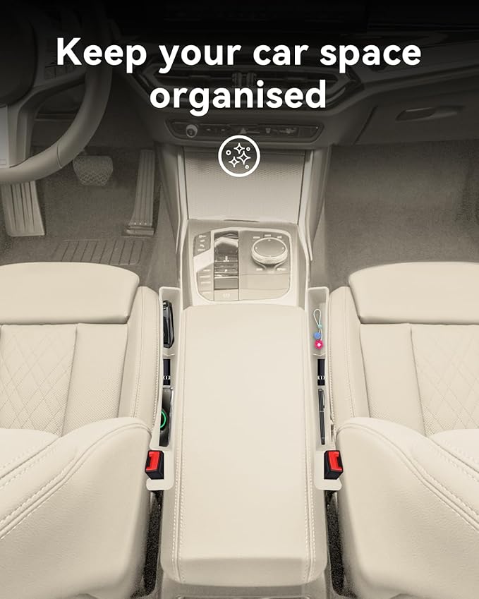 Car Seat Gap Filler, Seat Gap Organizer with Phone Holder, Car Seat Accessories, Car Organizer Fit SUV Truck-2PCS White