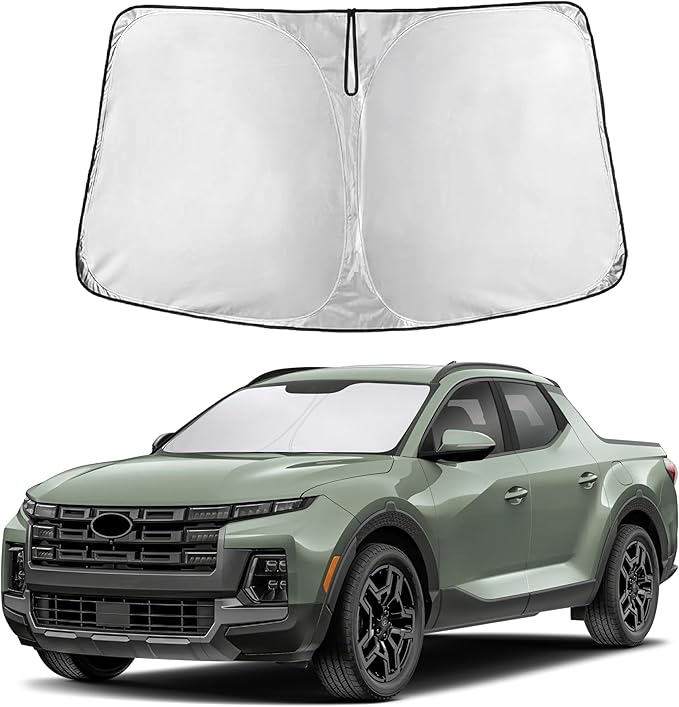 EcoNour Custom Windshield Sun Shade for Hyundai Santa Cruz 2022–2026 | Sport Adventure Pickup Front Window Heat & UV Shield | Foldable Multi-Layer Sun Cover