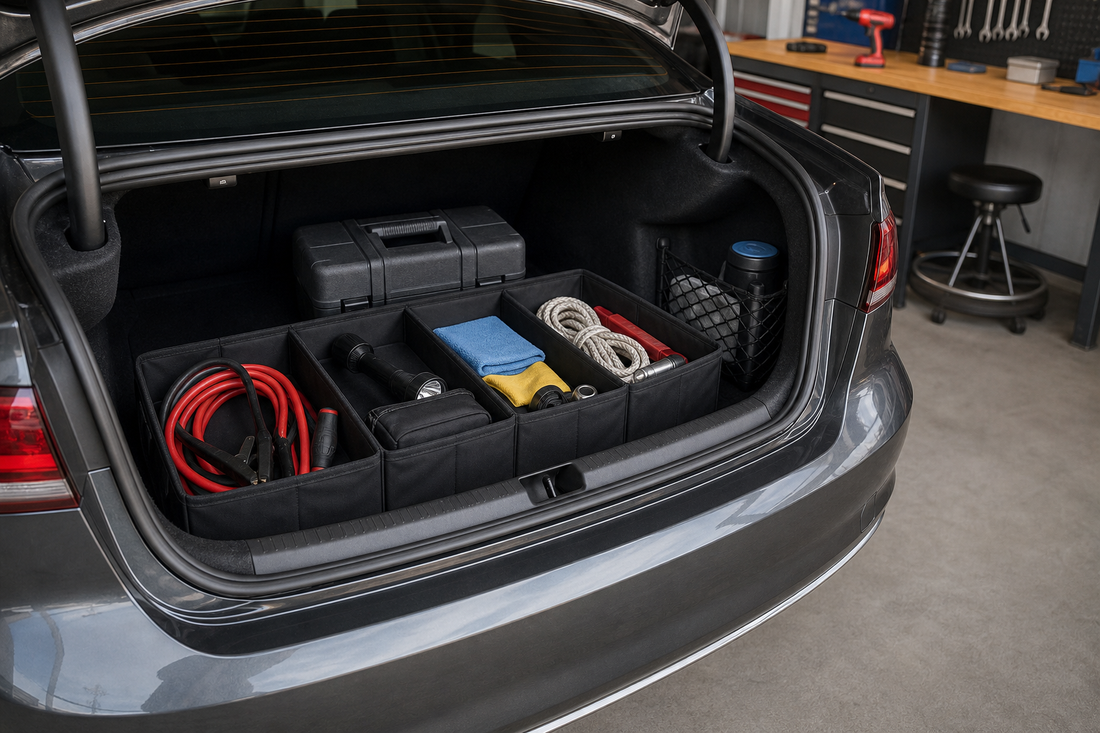 Unbranded organized spatial layout featuring practical trunk organization