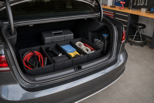 Unbranded organized spatial layout featuring practical trunk organization