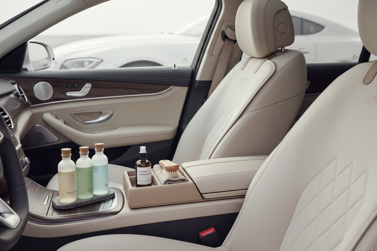 Premium car interior accessories - luxury seat covers, organizers, cup holders for vehicle organization and comfort