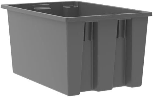 Akro-Mils 35240 Nest and Stack Plastic Storage Container and Distribution Tote, (23-1/2-Inch L x 15-1/2-Inch W x 12-Inch H), Gray, (3-Pack) by Akro-Mils