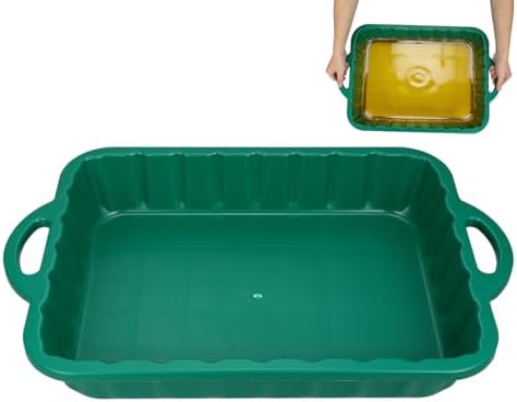 IMIKEYA Large Oil Drain Pan 23.5Inch Heavy Duty Plastic Leakproof Transmission Coolant Fluid Catcher Pan for Changing Oil Under Car Truck SUV Automotive Repair Garage Use (Green) by IMIKEYA