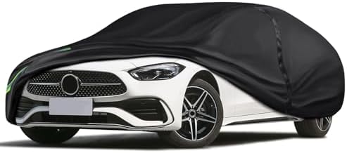 16-Layer 600D Heavy Duty Universal Full Car Cover for Outdoor & Indoor Use - All Weather Sun UV Rain Snow Dust Proof, Waterproof Scratch Resistant, Fits Sedan Body Length 187"-197"/15.5-16.4 ft by QUYDDC