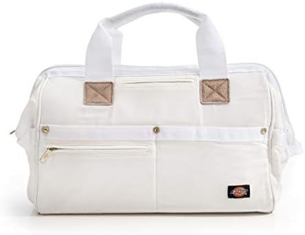Dickies 16-Inch Durable Canvas Work Bag for Painters, Carpenters, and Builders, Heavy-Duty Zipper, Reinforced Handles, Exterior Pockets, White by QualityBrandsandAccessoriesforMenWomenandKids