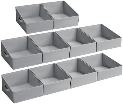 DIMJ Closet Storage Bins 10 Pack - Fabric Storage Baskets for Shelves, Collapsible Clothes Organizer with Handles, Trapezoid Shelf Organization Storage Cubes for Purse, Toys, Books, Towel, Clothes by DiMJ