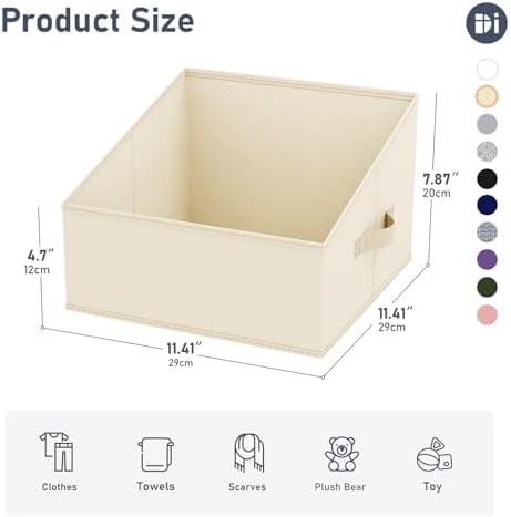 DIMJ Closet Storage Bins - Fabric Storage Baskets for Shelves, Collapsible Clothes Organizer with Handles for Purse, Toys, Books, Towel, Clothes, 6 Pack, Beige - Image 2