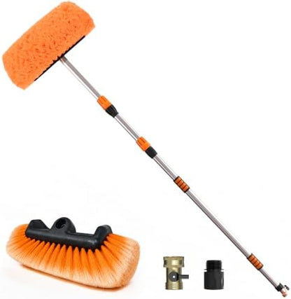 SISUPASSIE 12FT Car Wash Brush with Long Handle, 12-Inch Soft Bristle Car Cleaning Brush for Cleaning RV, Truck, Boat, Solar Panels, Orange by Focusonproduct